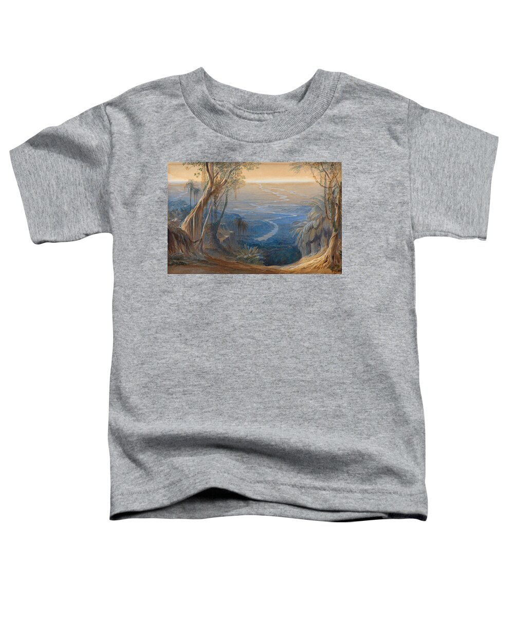 Edward Lear Toddler T-Shirt featuring the drawing Plains of Bengal from above Siligoree by Edward Lear