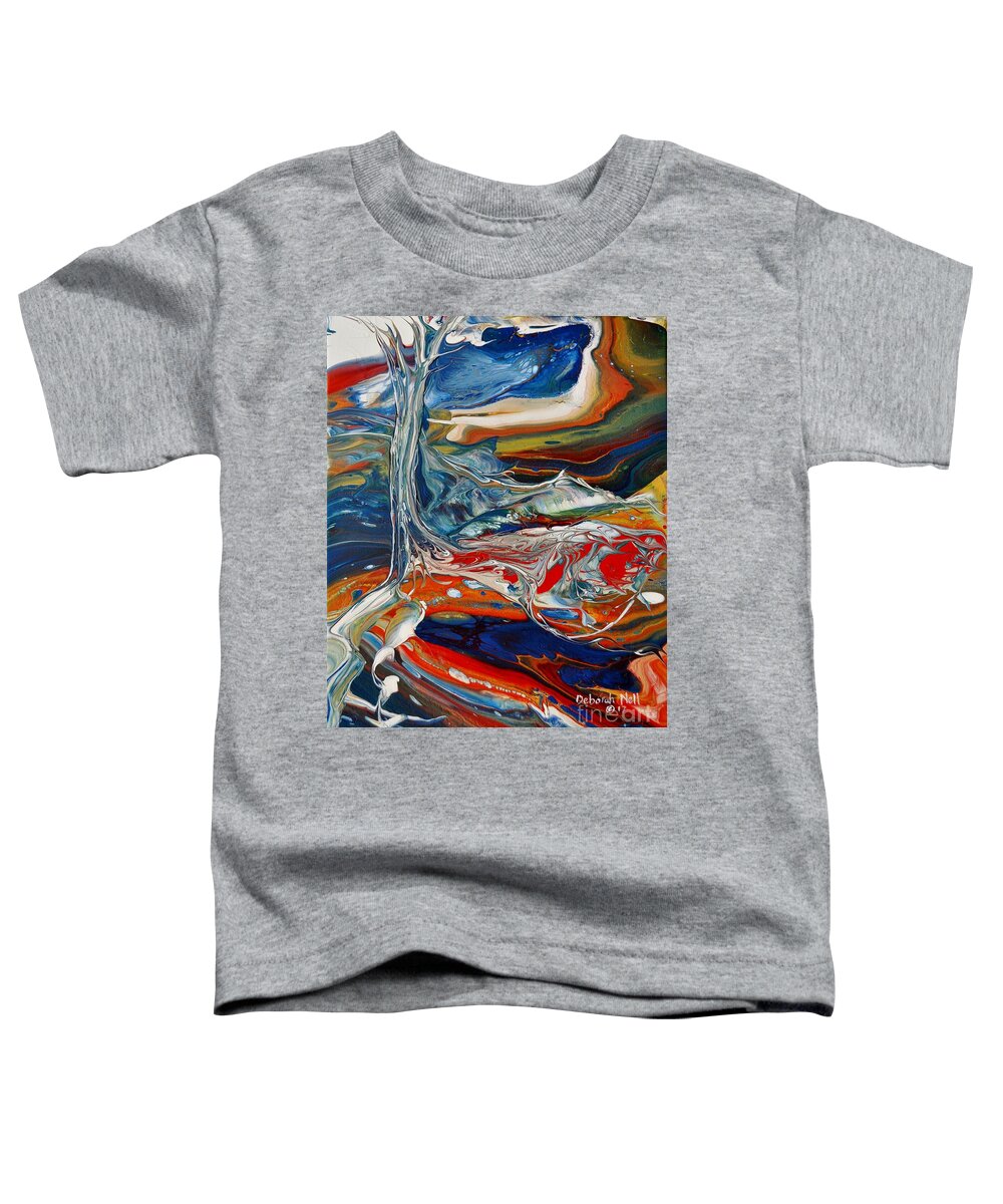 Acrylic Pour Toddler T-Shirt featuring the painting Planted By The Waters by Deborah Nell
