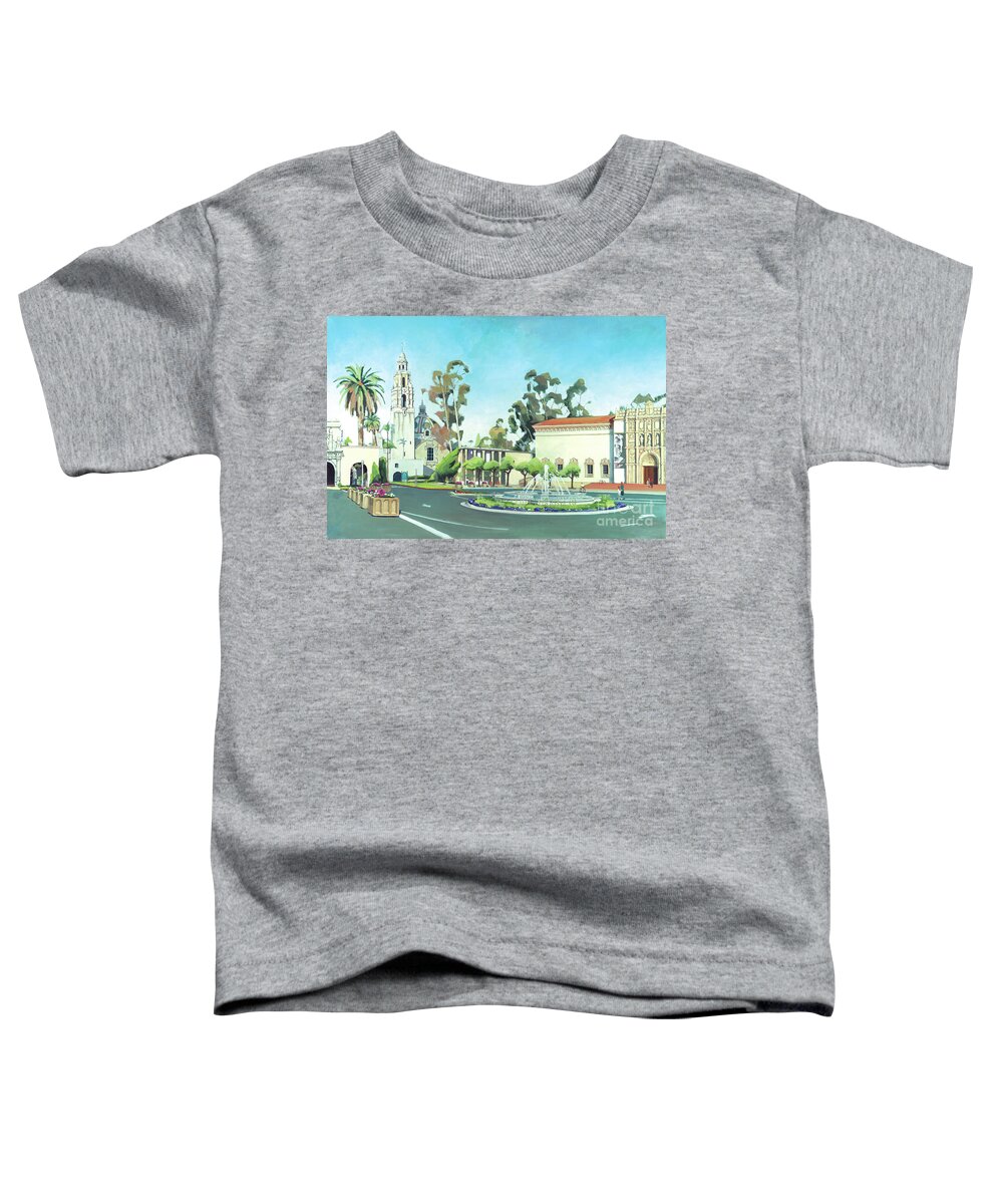 Plaza De Panama Toddler T-Shirt featuring the painting Balboa Park San Diego California by Paul Strahm