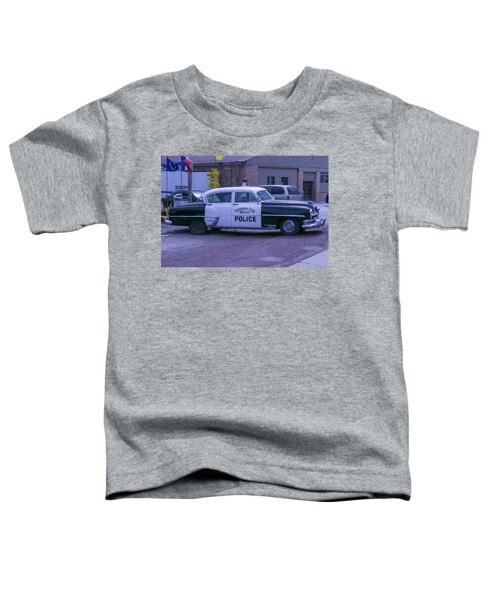 Police Car Seligman Azorina Toddler T-Shirt featuring the photograph Police Car Seligman Azorina by Garry Gay