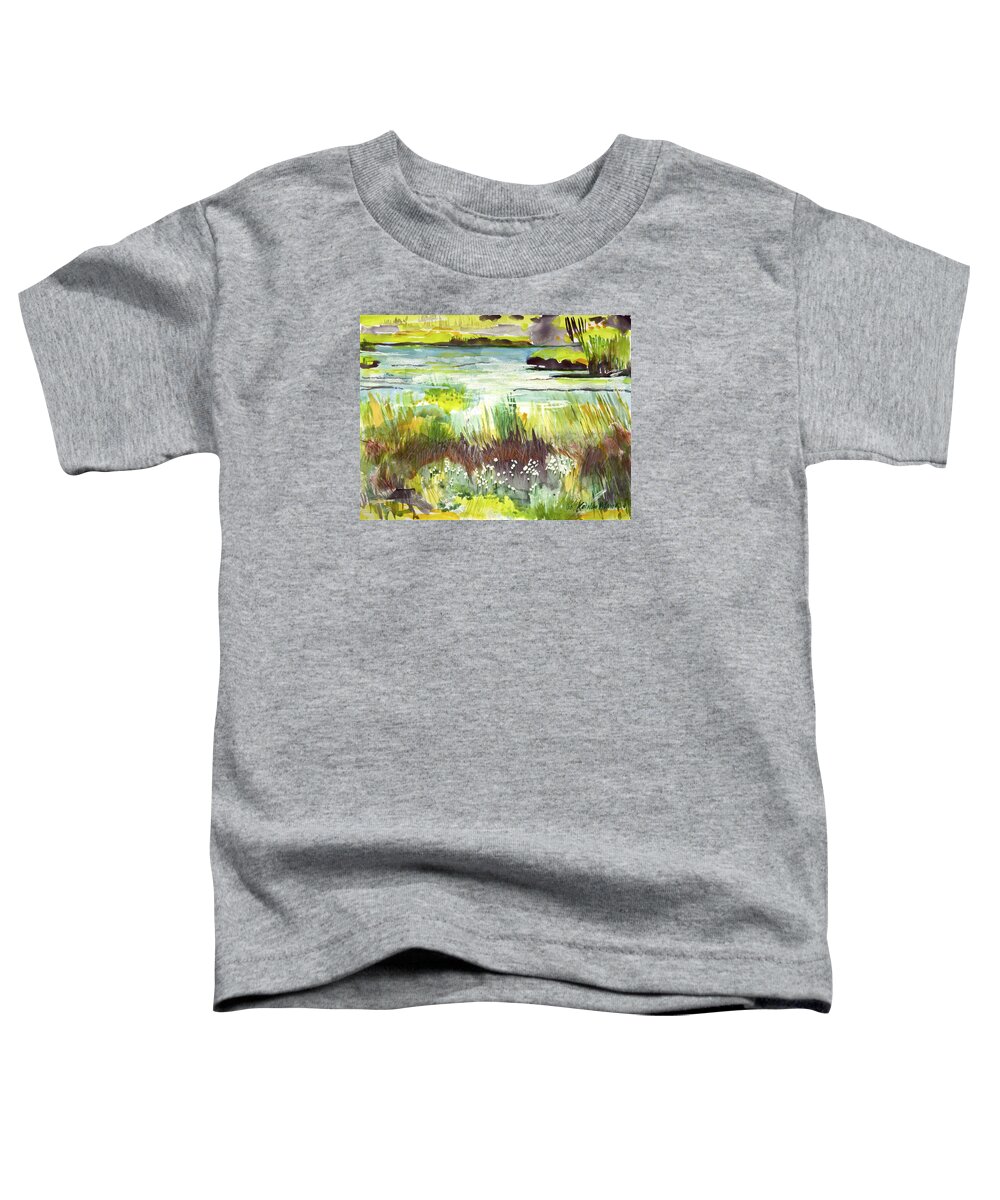  Toddler T-Shirt featuring the painting Pond and Plants by Kathleen Barnes