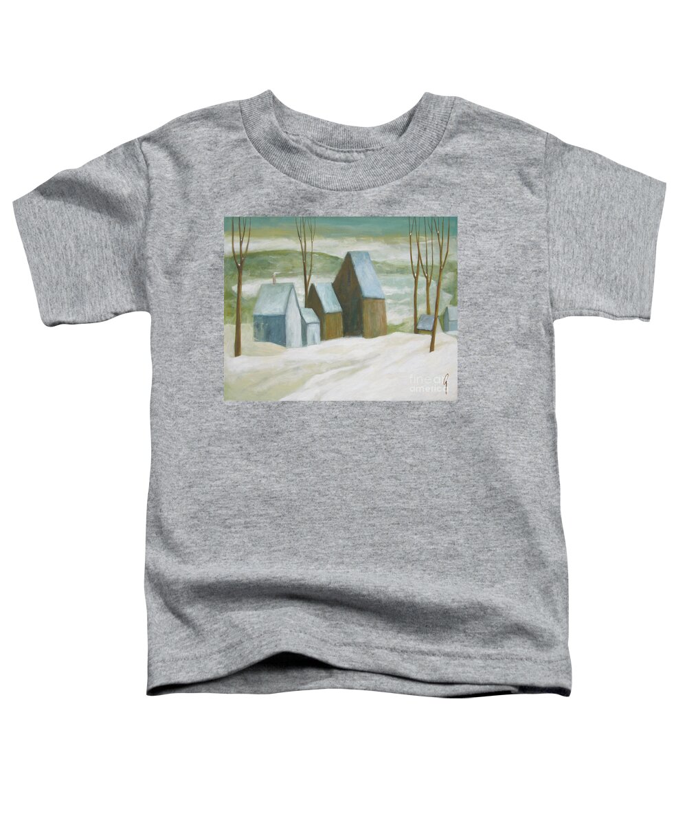 Winter Toddler T-Shirt featuring the painting Pond Farm In Winter by Glenn Quist