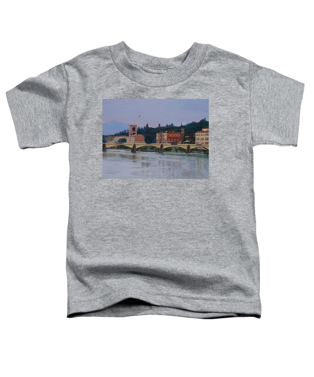 Acrylic Toddler T-Shirt featuring the painting Ponte Vecchio landscape by Lynne Reichhart