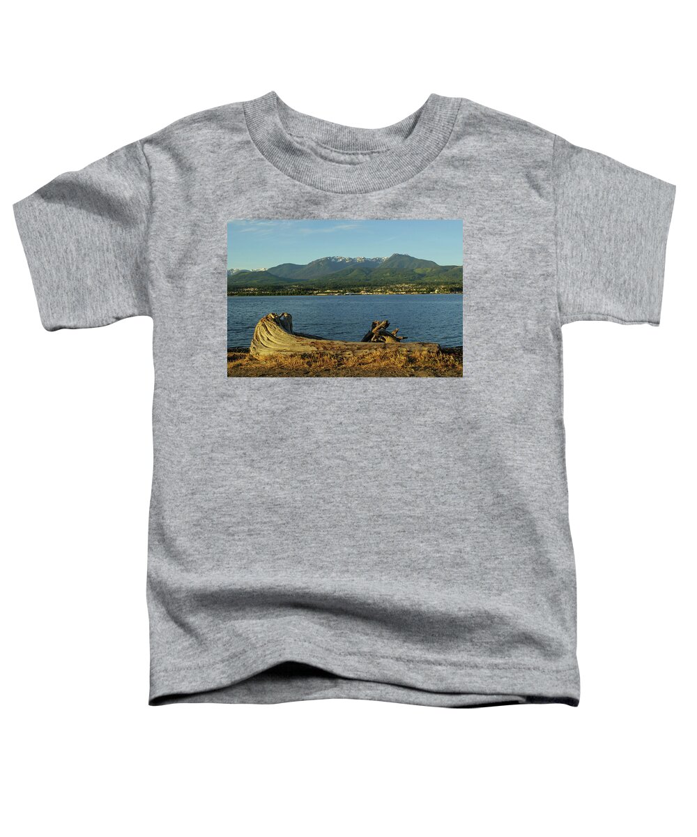Port Angeles Toddler T-Shirt featuring the photograph Port Angeles against the Olympics by Tikvah's Hope