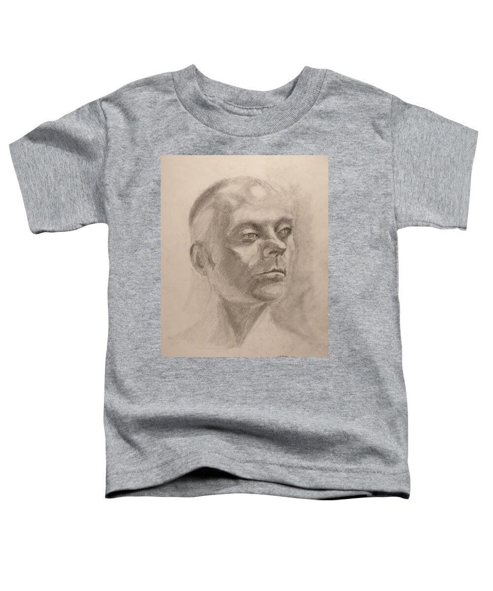 Male Toddler T-Shirt featuring the drawing Portrait by Nicolas Bouteneff