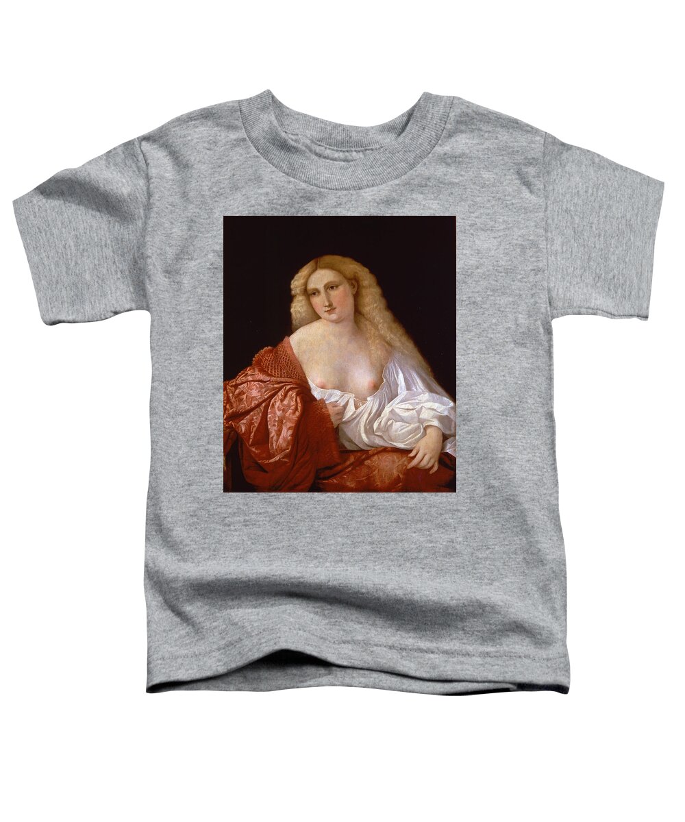 Palma Vecchio Toddler T-Shirt featuring the painting Portrait of a Woman know as Portrait of a Courtsesan by Palma Vecchio