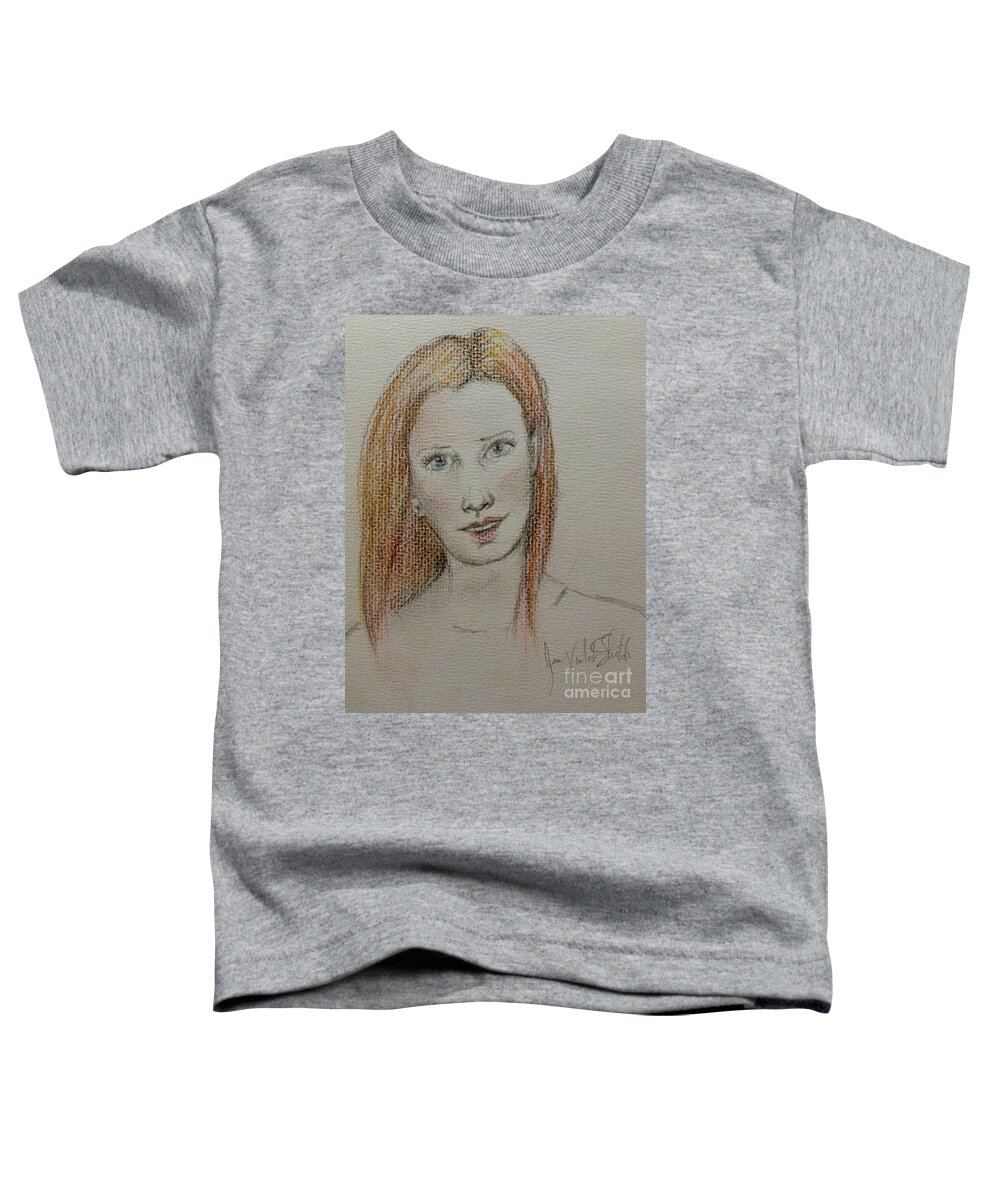 Portrait Toddler T-Shirt featuring the pastel Portrait of Jillian in Pastel by Joan-Violet Stretch