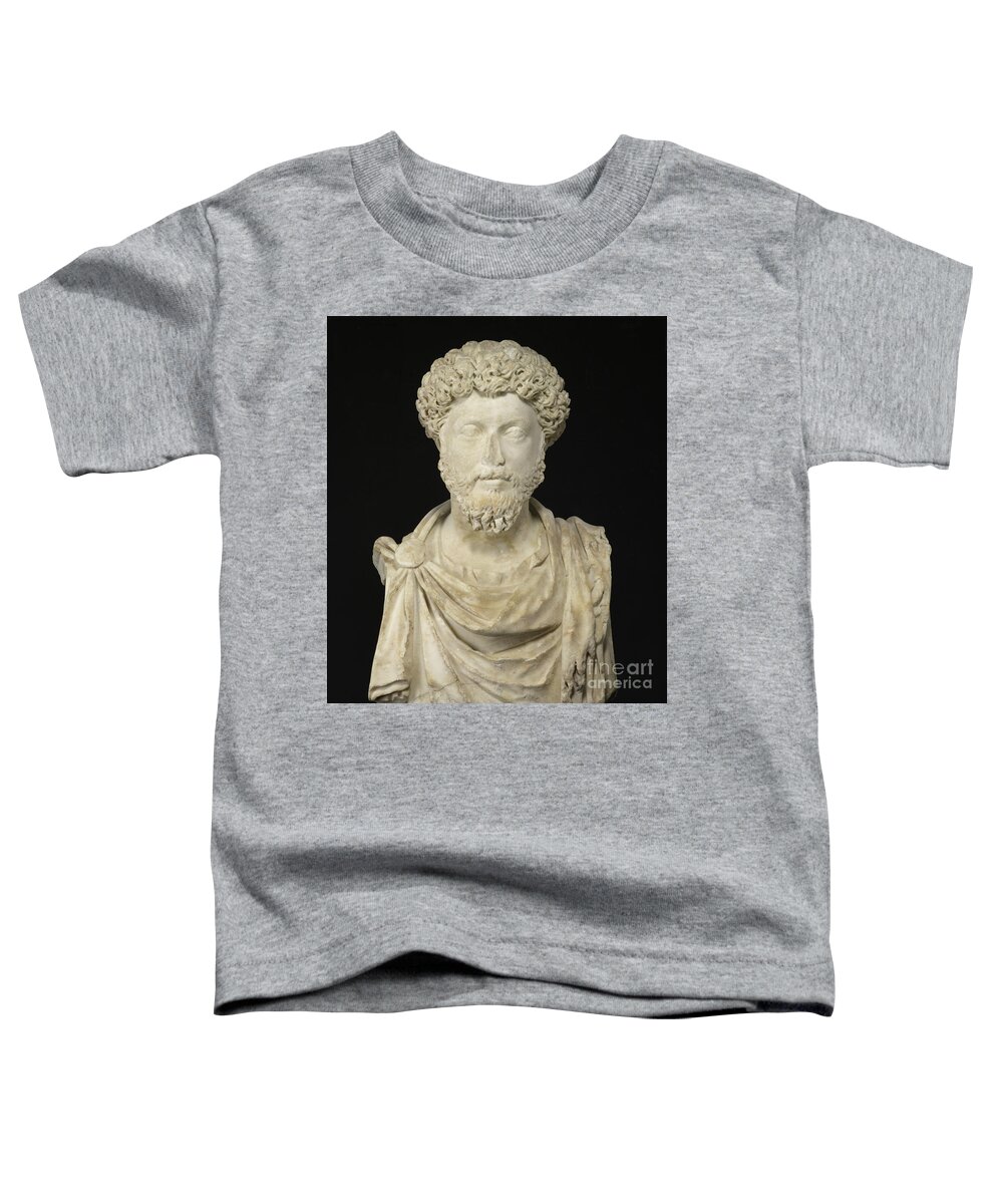 Marcus Toddler T-Shirt featuring the sculpture Portrait of the Emperor Marcus Aurelius by Roman School