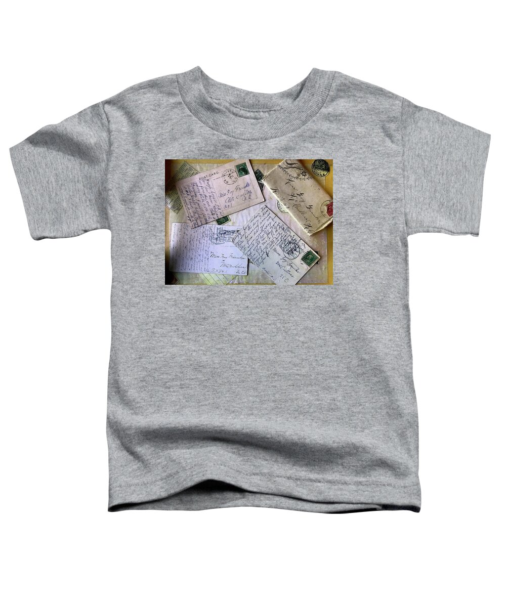 Letters Toddler T-Shirt featuring the digital art Postcards and Proposals by Gina Harrison