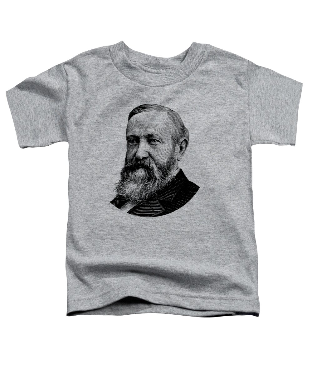 Benjamin Harrison Toddler T-Shirt featuring the digital art President Benjamin Harrison Graphic - Black and White by War Is Hell Store