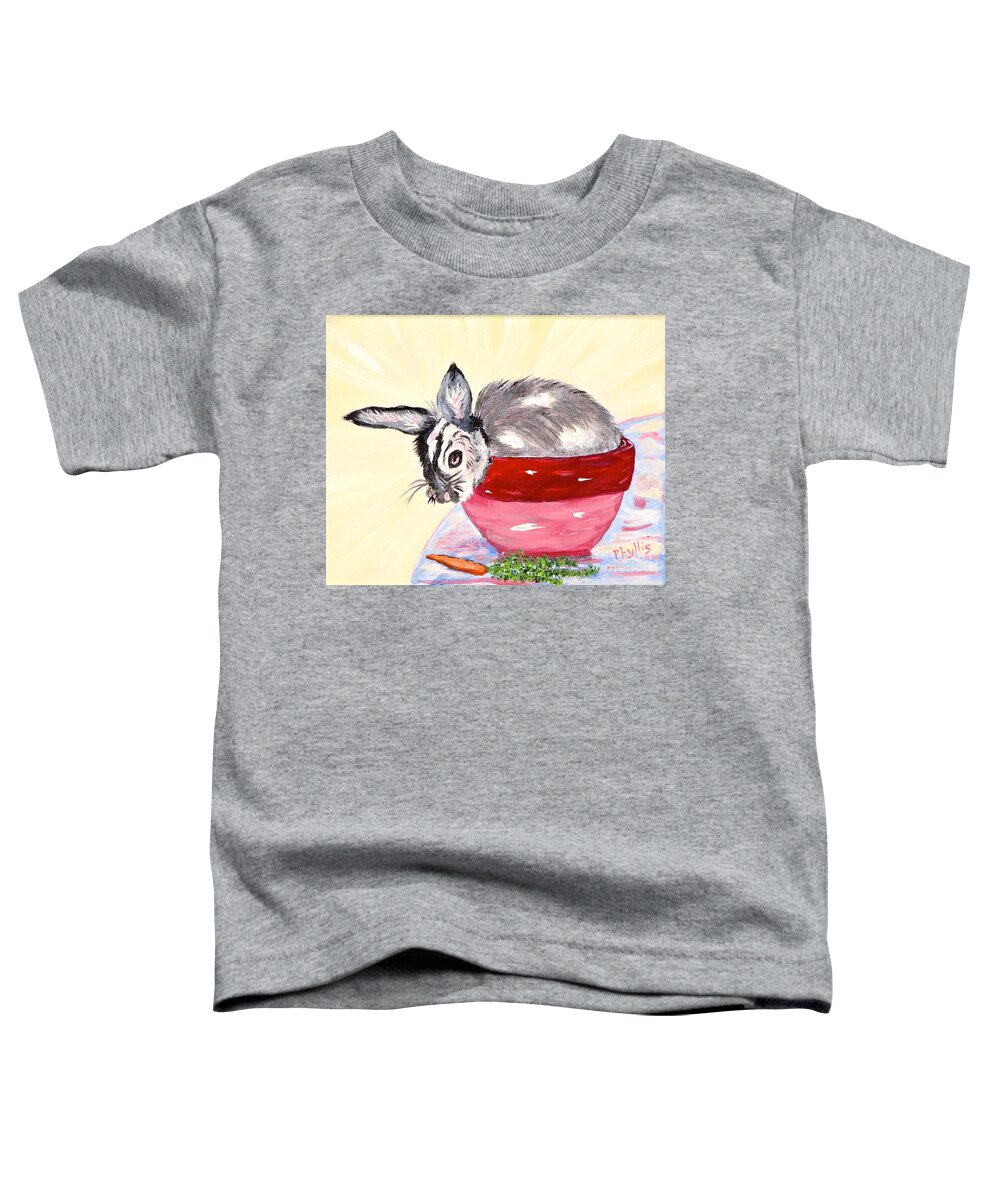Carrot Toddler T-Shirt featuring the painting Pretty Bowl Bunny by Phyllis Kaltenbach