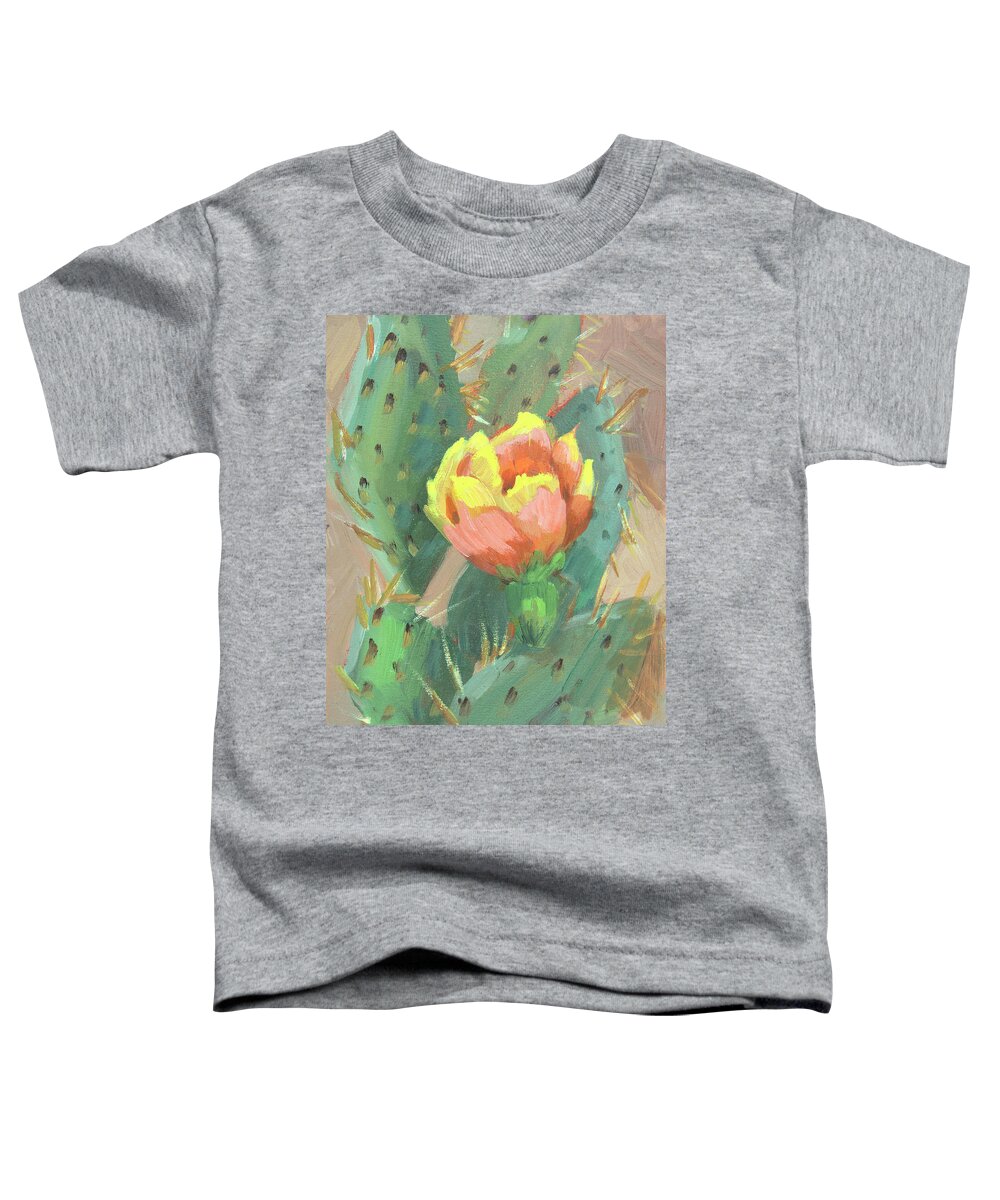 Cactus Toddler T-Shirt featuring the painting Prickly Pear Cactus Bloom by Diane McClary