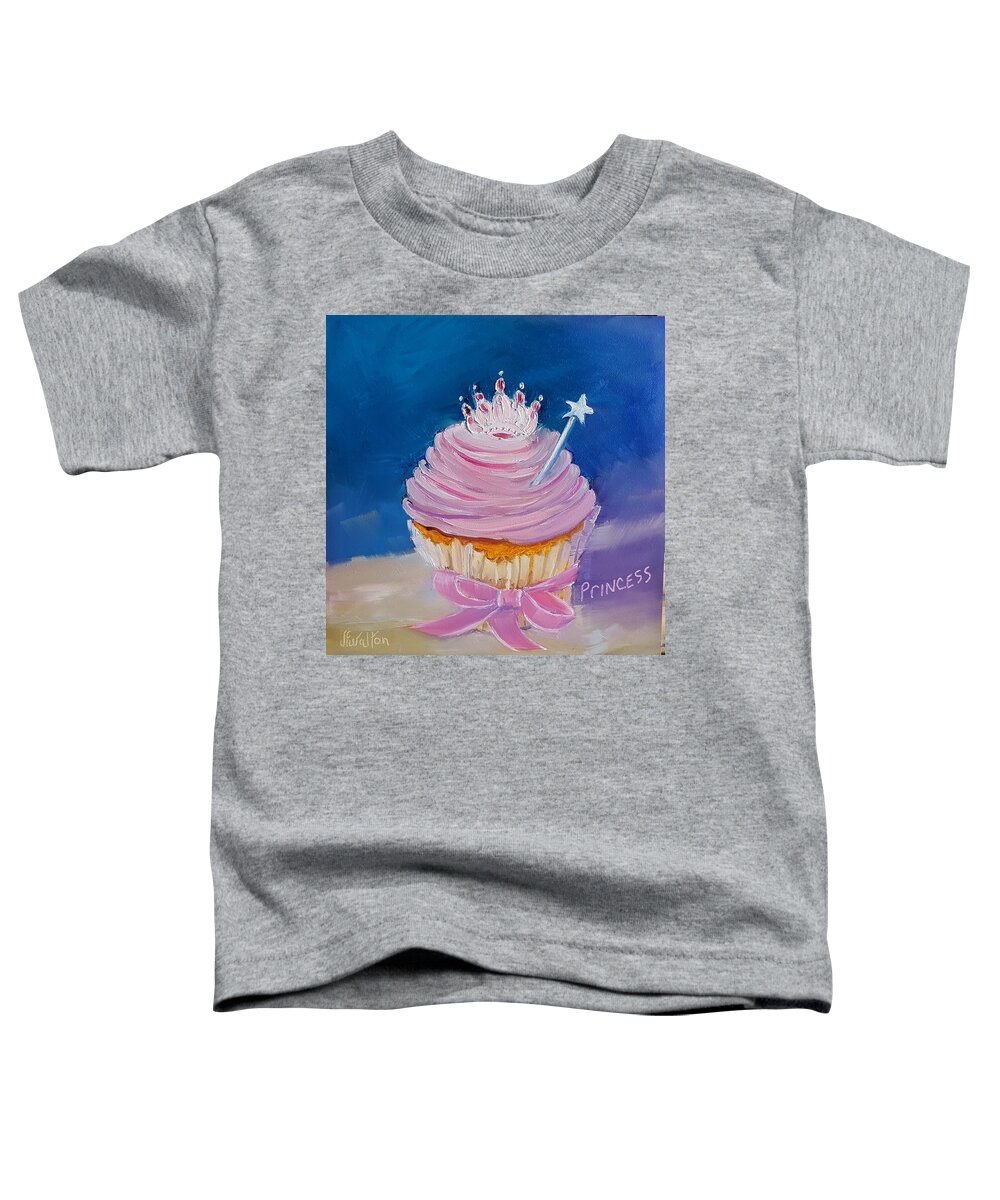 Princess Cupcake Toddler T-Shirt featuring the painting Princess cupcake by Judy Fischer Walton