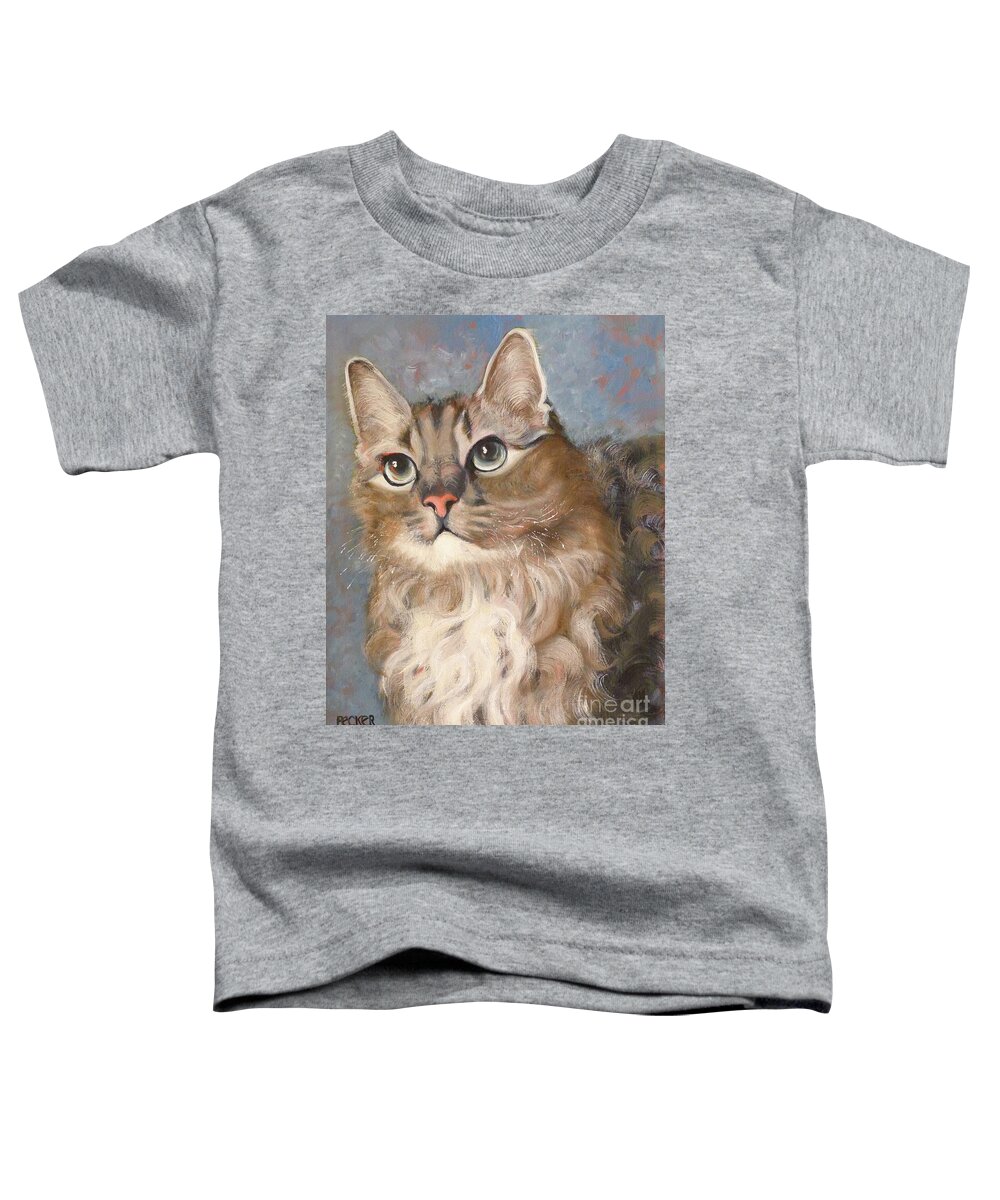 Cat Toddler T-Shirt featuring the painting Puff Ball by Susan A Becker