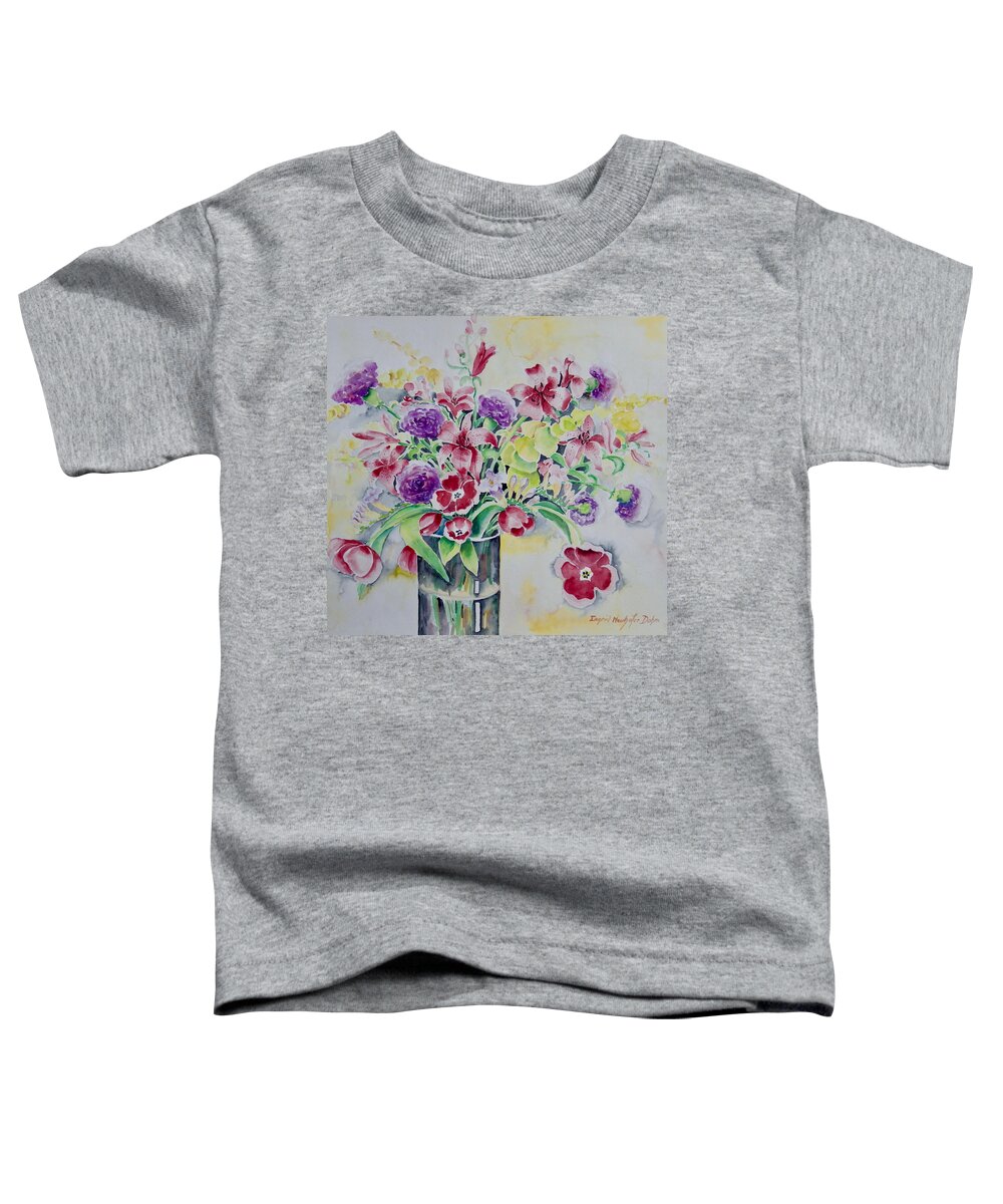 Flowers Toddler T-Shirt featuring the painting Purple and Yellow Delight by Ingrid Dohm