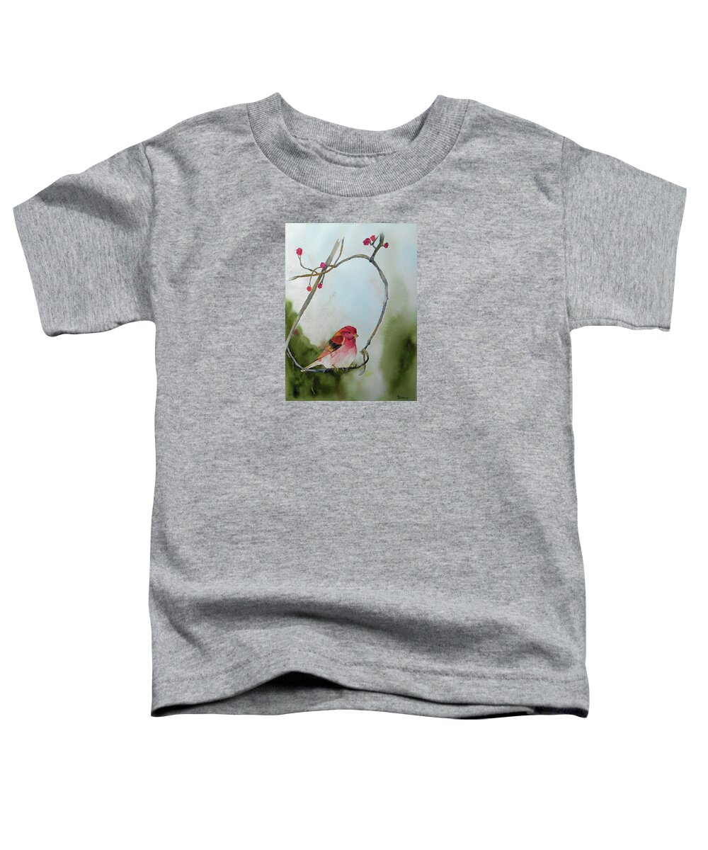 Finch Toddler T-Shirt featuring the painting Purple Finch by Christine Lathrop