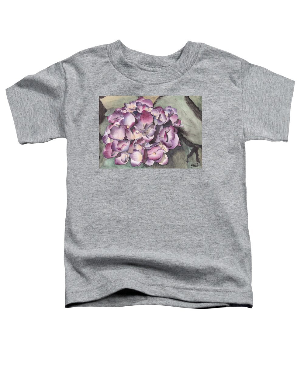 Purple Toddler T-Shirt featuring the painting Purple Hydrangea by Ken Powers