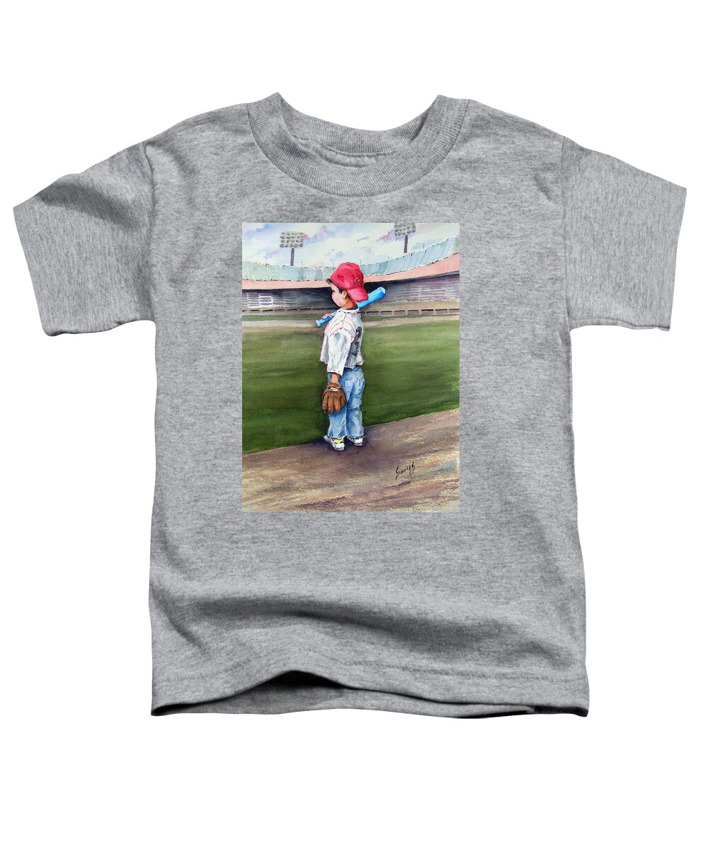 Baseball Toddler T-Shirt featuring the painting Put Me In Coach by Sam Sidders