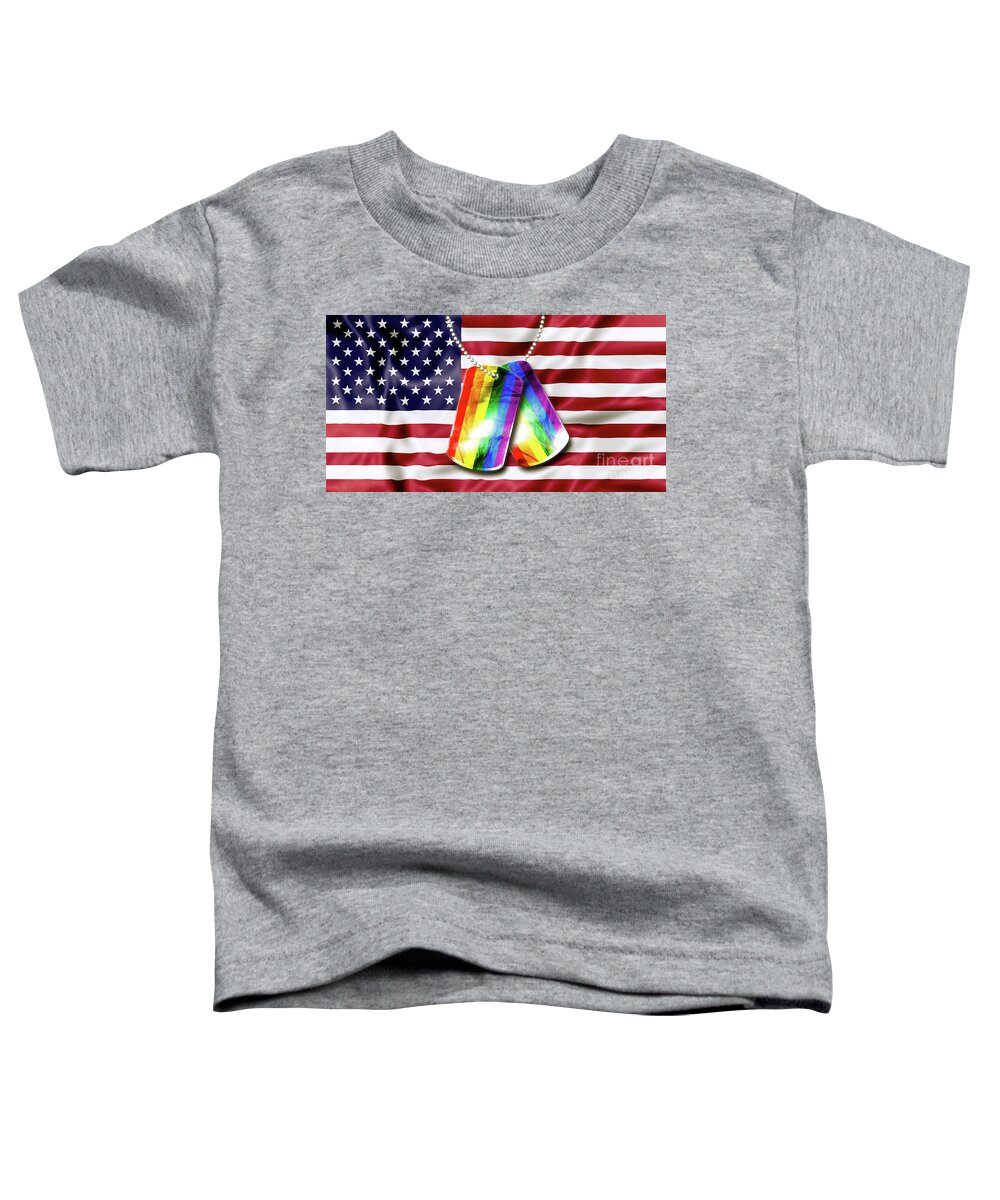 Airforce Toddler T-Shirt featuring the photograph Rainbow dog tags by Benny Marty