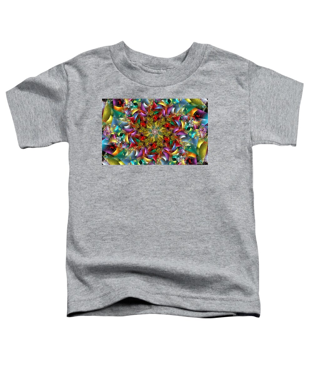 Abstract Toddler T-Shirt featuring the digital art Rainbow Sparkles Pinwheel by Peggi Wolfe