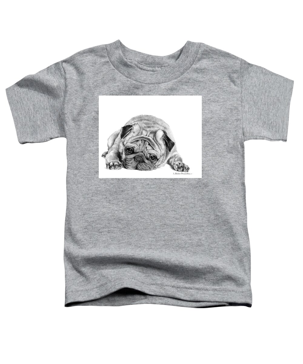 Dog Toddler T-Shirt featuring the drawing Ready for Bed by Louise Howarth