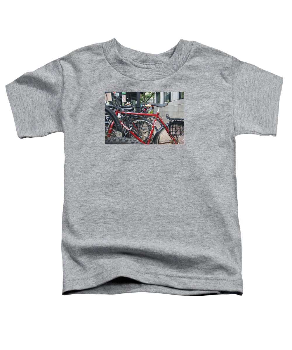 Red Toddler T-Shirt featuring the photograph Red Bike by Alan Chandler