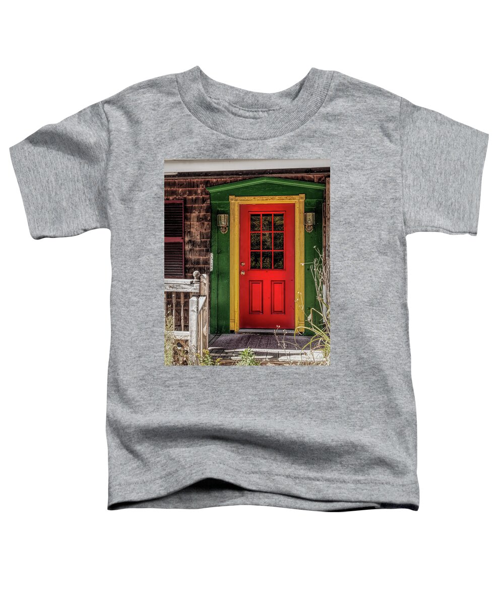 Door; Searsport; Maine; Digital Art; New England Toddler T-Shirt featuring the photograph Red Door by Mick Burkey