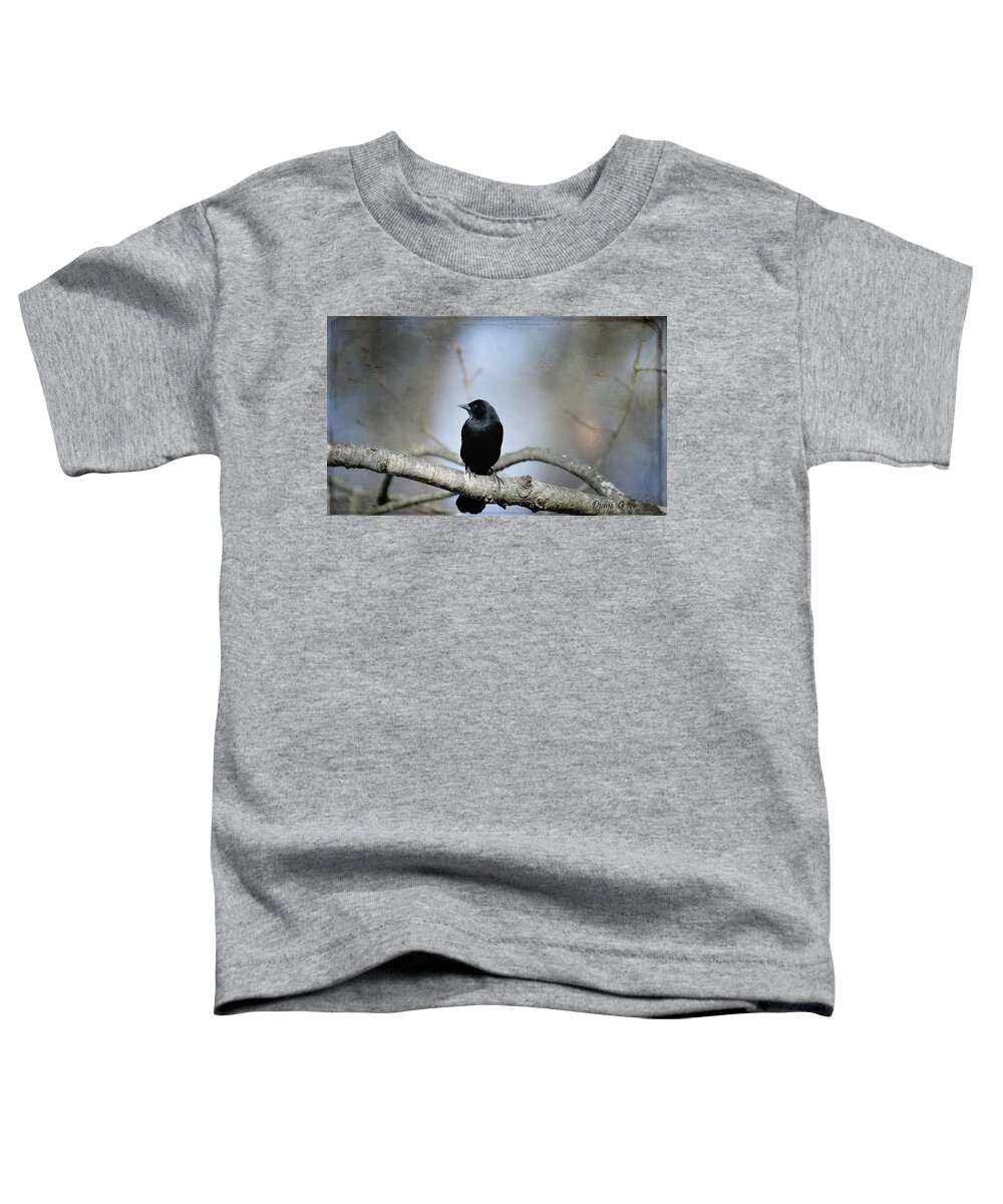 Red-winged Blackbird Toddler T-Shirt featuring the photograph Red-winged Blackbird by Diane Giurco
