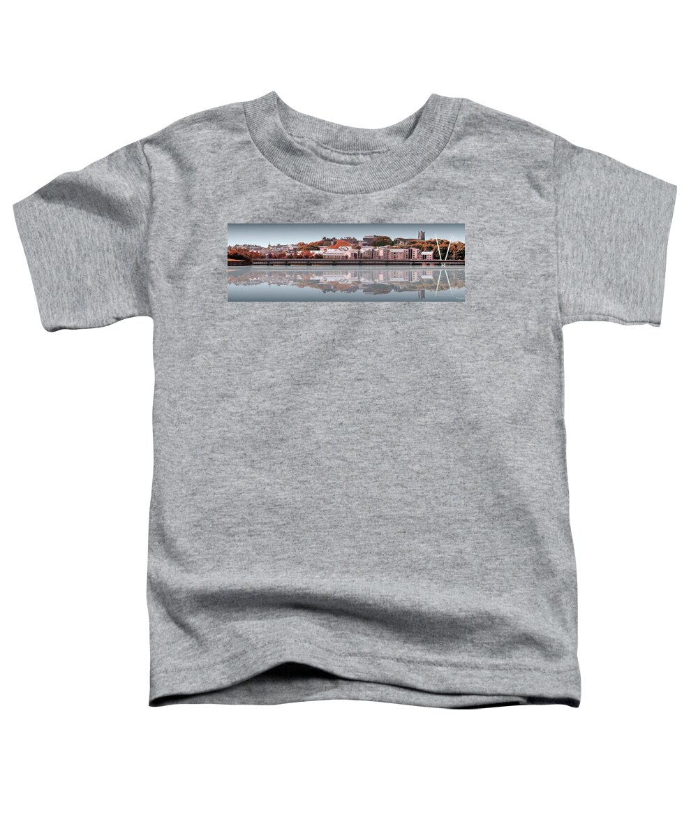 Lancaster Toddler T-Shirt featuring the digital art Reflection River Lune - Blue by Joe Tamassy