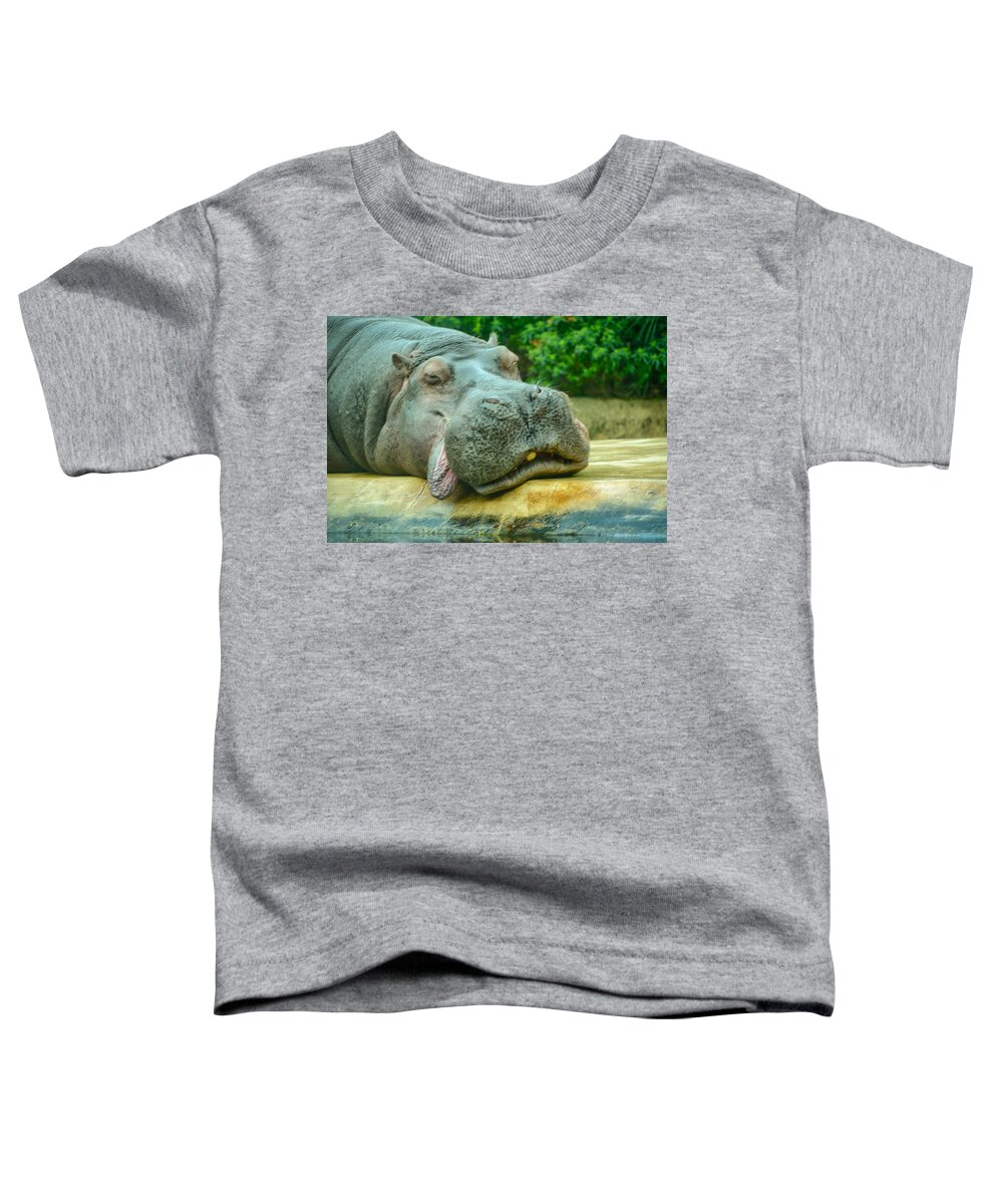 Nature Toddler T-Shirt featuring the photograph Relaxing Hippo by Ingrid Dendievel