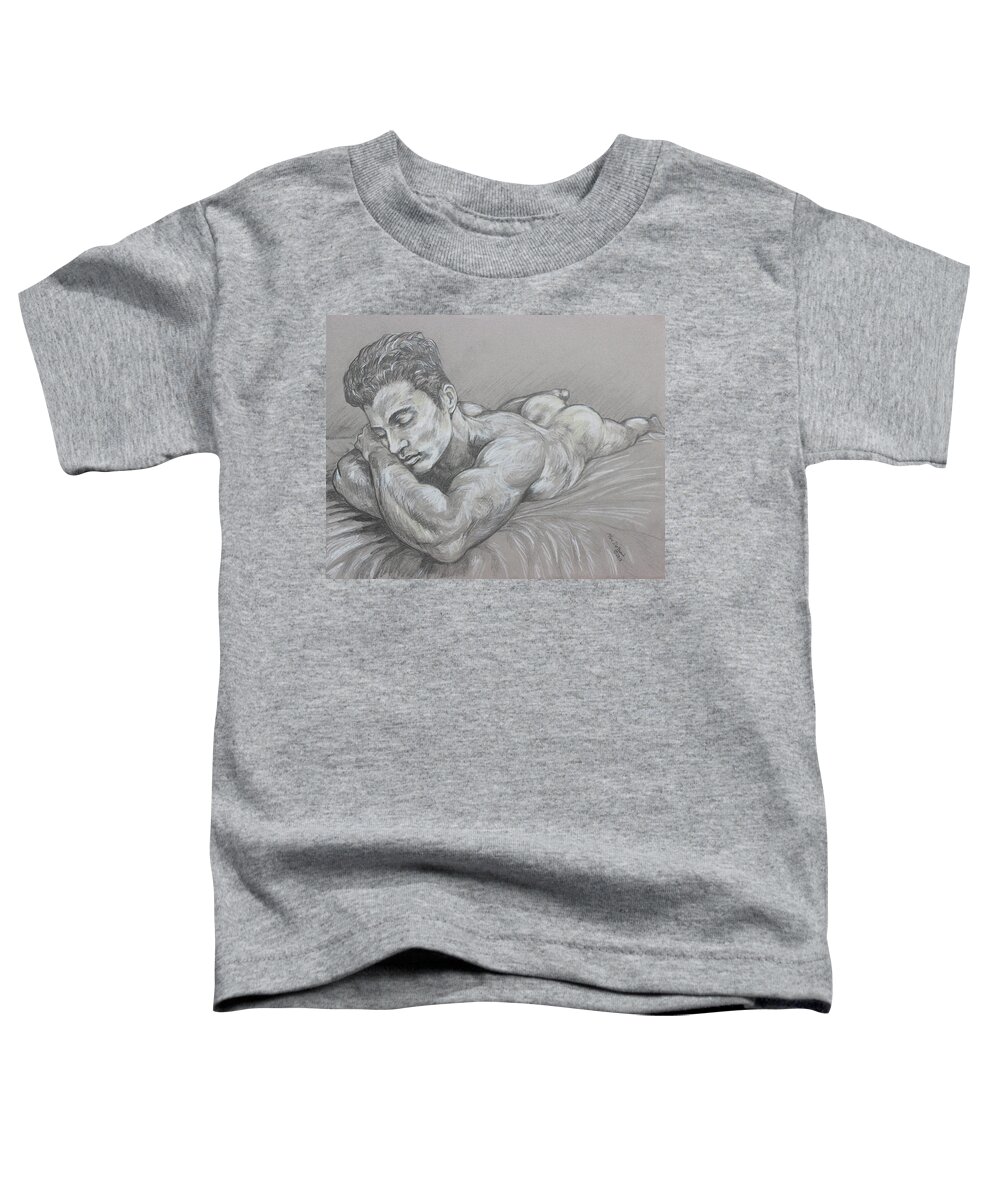 Male Nude Toddler T-Shirt featuring the painting Resting Nude by Marc DeBauch
