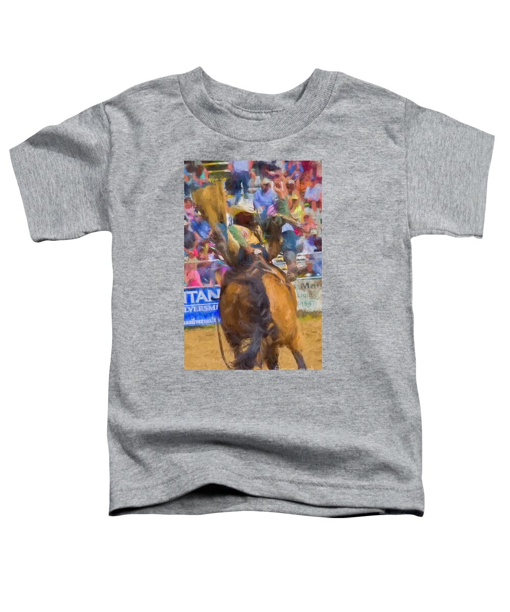 Cowboy Toddler T-Shirt featuring the painting Ridin Broncos by Steven Parker