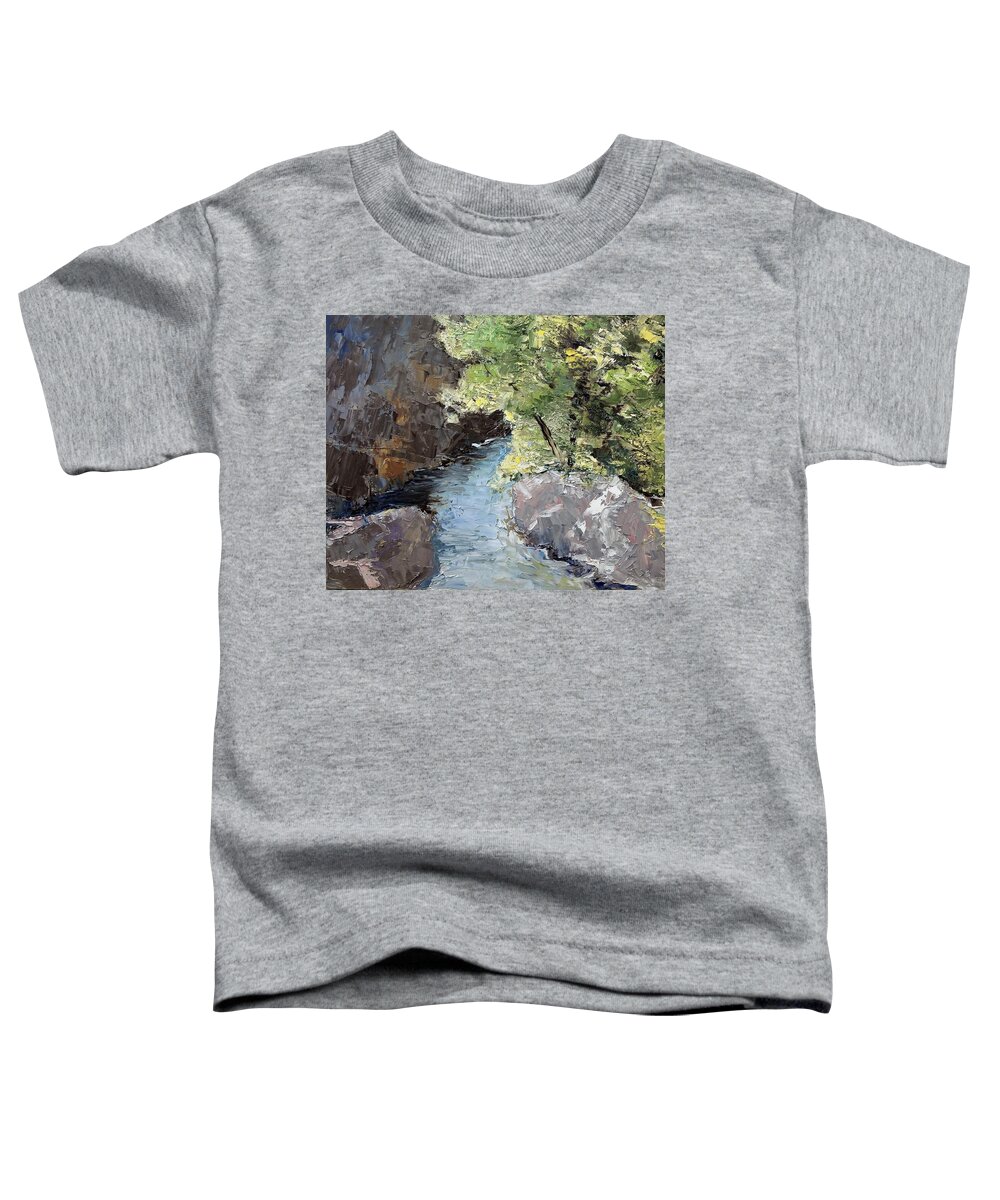 River Toddler T-Shirt featuring the painting River and Rocks by Renee Rowe