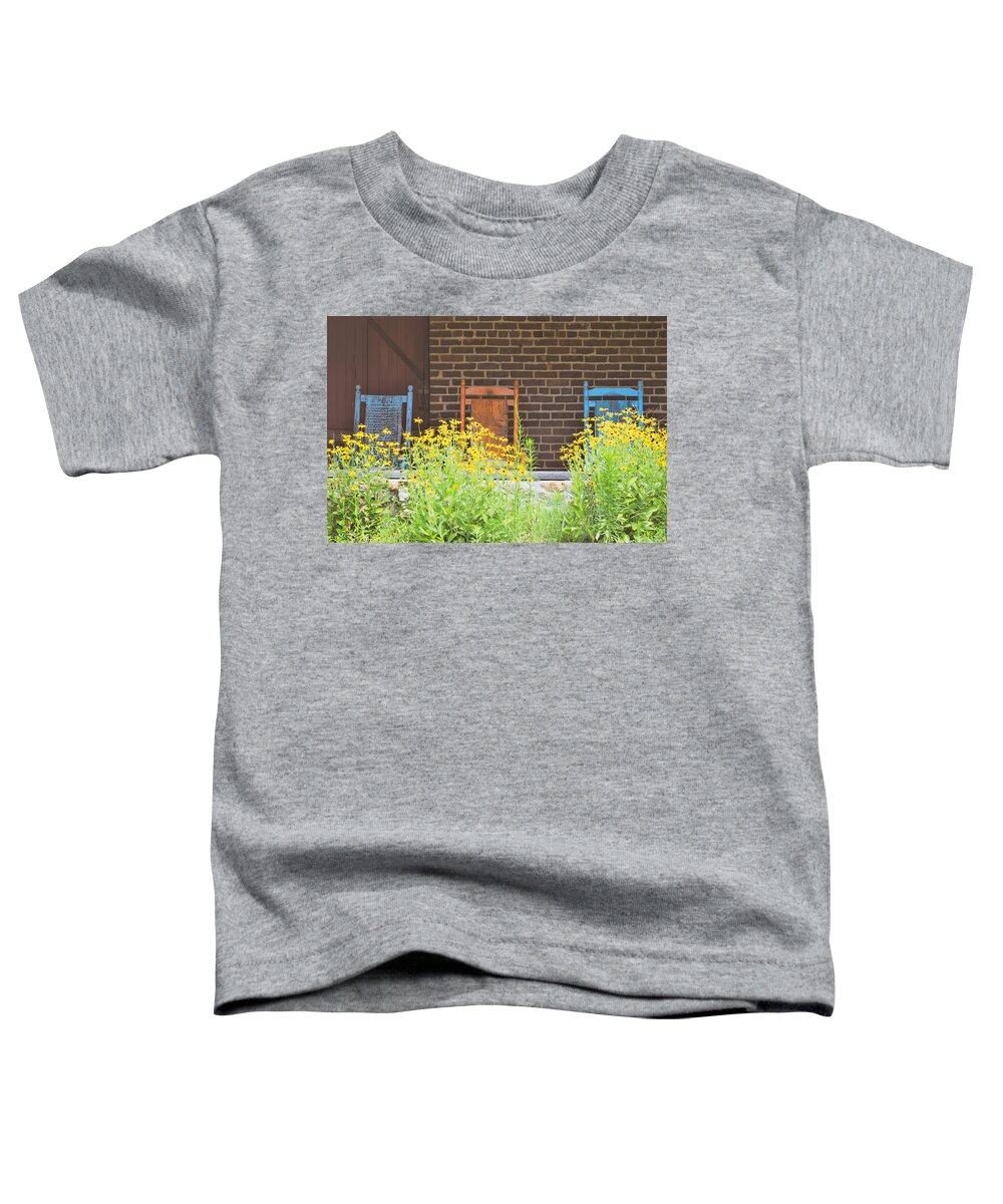 Rocking Chairs Toddler T-Shirt featuring the photograph Rockers and Wildflowers by Mary Ann Artz