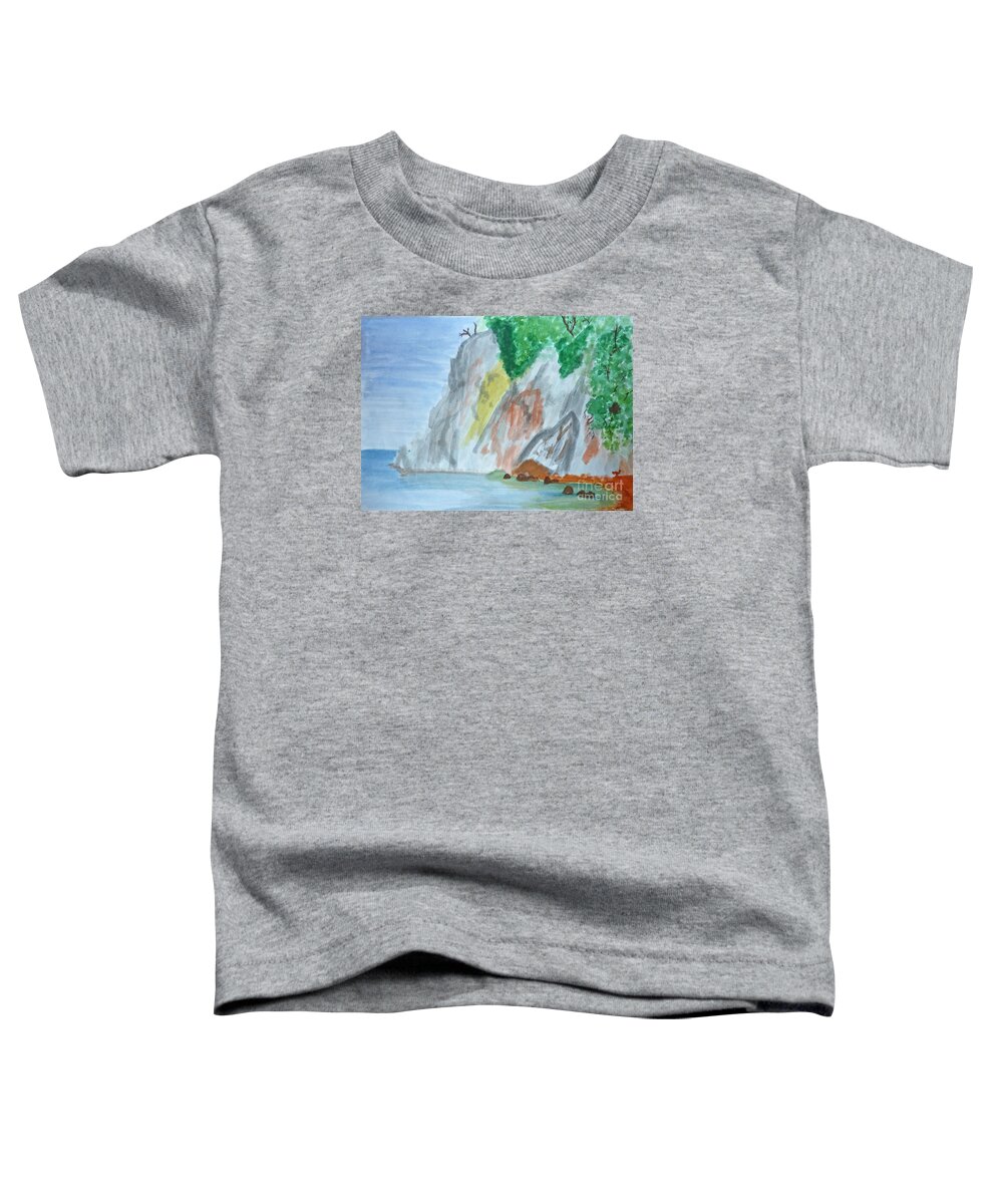 Art Toddler T-Shirt featuring the painting Rocky Coast by Francesca Mackenney