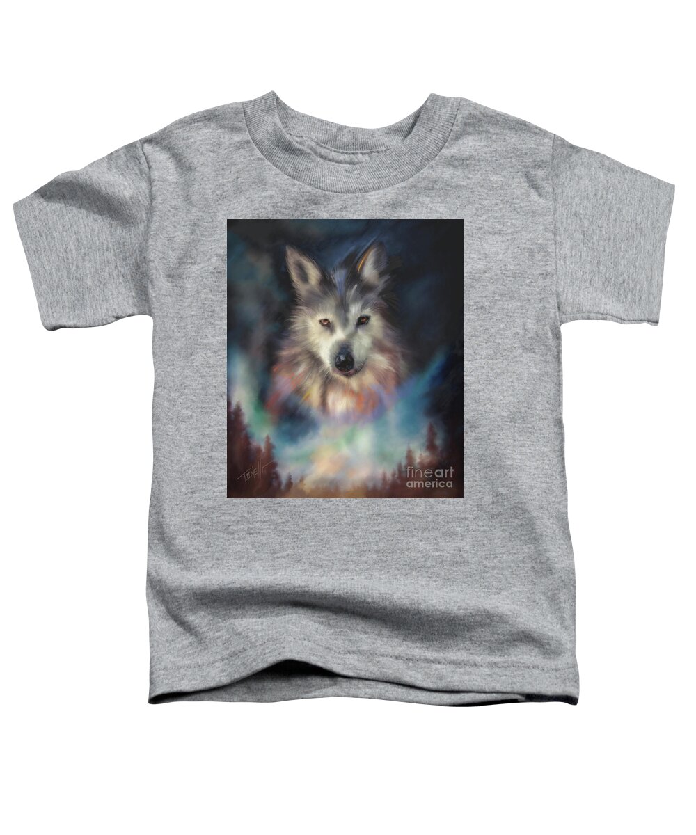 Wolf Toddler T-Shirt featuring the mixed media Rocky Mountain Wolf Series by Mark Tonelli