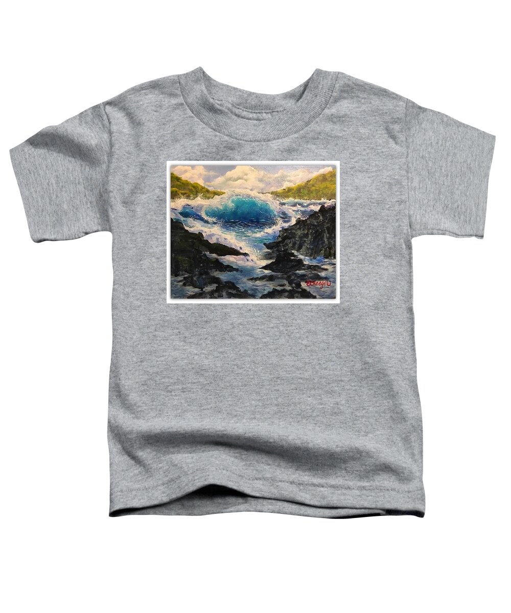 Painting Toddler T-Shirt featuring the painting Rocky Sea by Esperanza Creeger