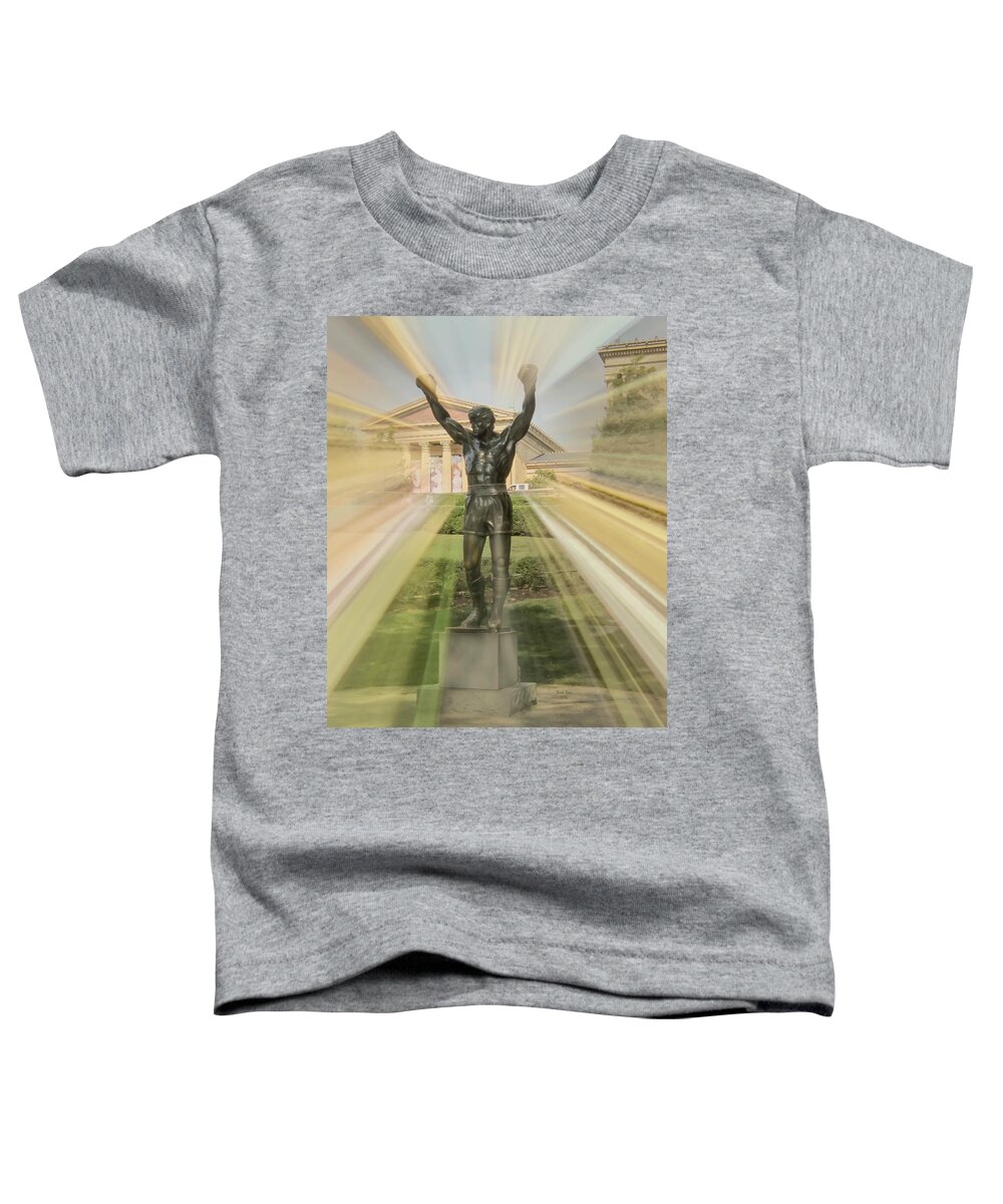 Rocky Toddler T-Shirt featuring the mixed media Rocky Statue by Trish Tritz