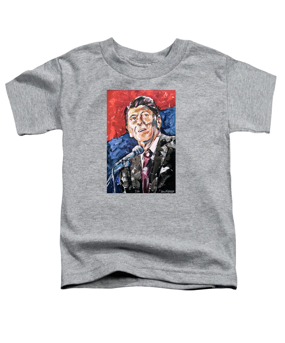 President Toddler T-Shirt featuring the painting Ronald Reagan by Alan Metzger