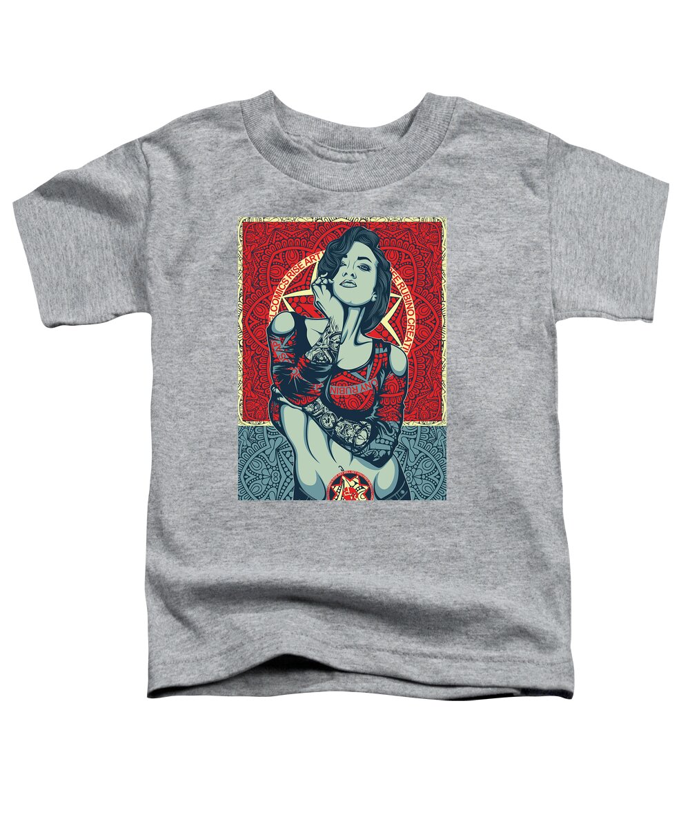 Smile Toddler T-Shirt featuring the mixed media Rubino Mandala Woman Cool by Tony Rubino