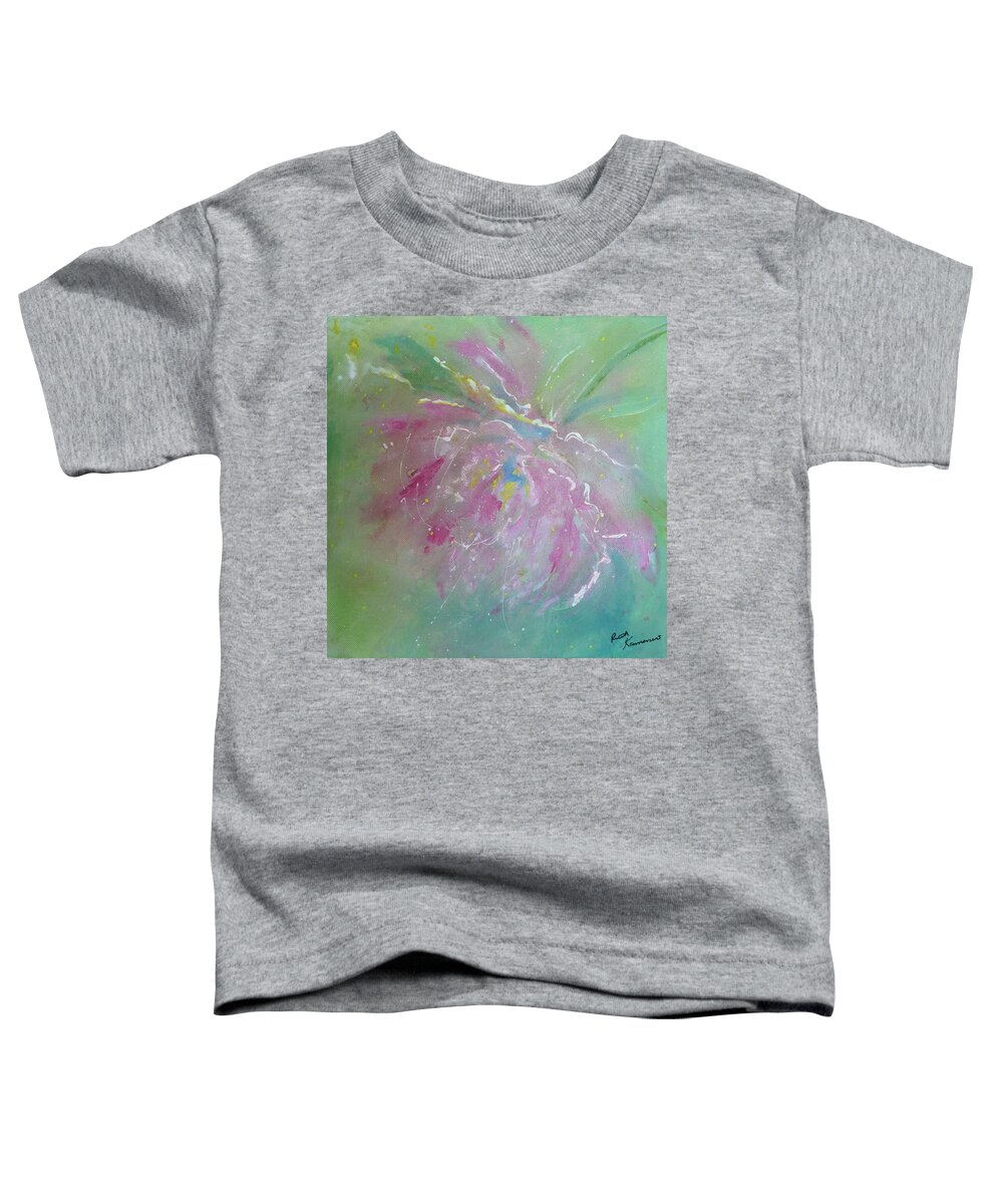 Peony Toddler T-Shirt featuring the painting Ruby Red Peony by Ruth Kamenev