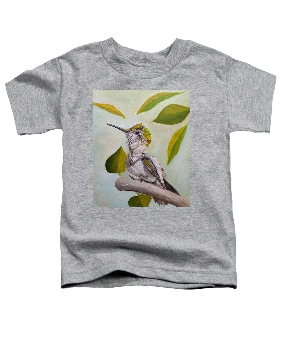 Ruby-throated Hummingbird Toddler T-Shirt featuring the painting Ruby-throated Hummingbird by Angeles M Pomata