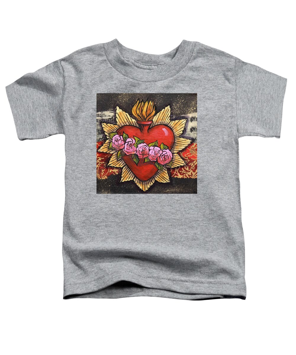 Sacred Heart Toddler T-Shirt featuring the painting Sacred Heart No. 1 by Candy Mayer