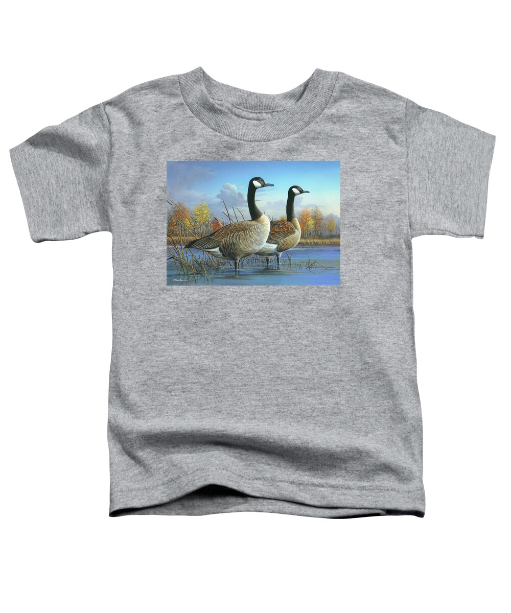 Canada Goose Toddler T-Shirt featuring the painting Safe from Harm by Mike Brown