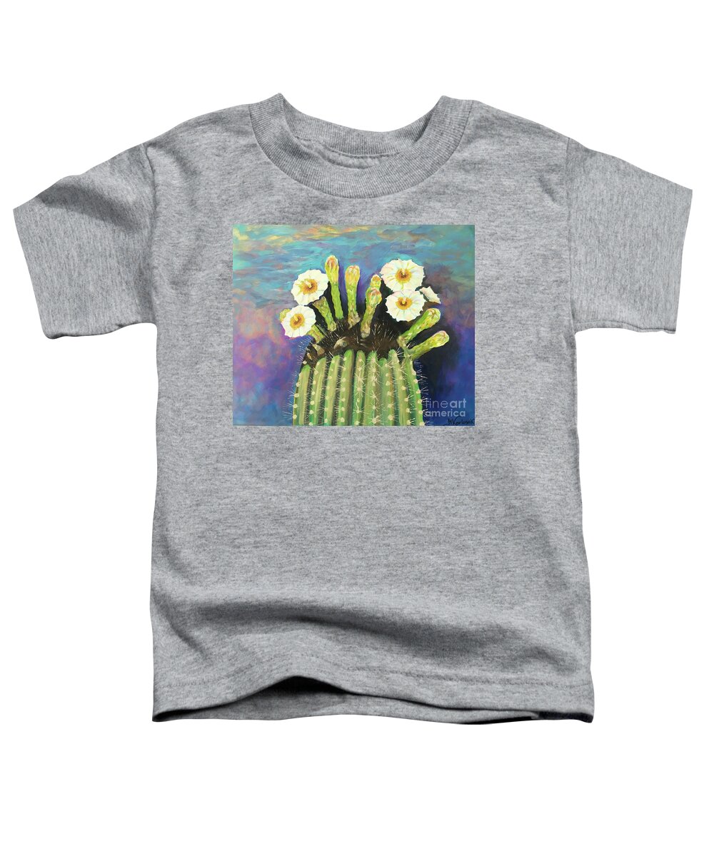 Flower Toddler T-Shirt featuring the painting Saguaro Cactus Flower by Maria Karlosak
