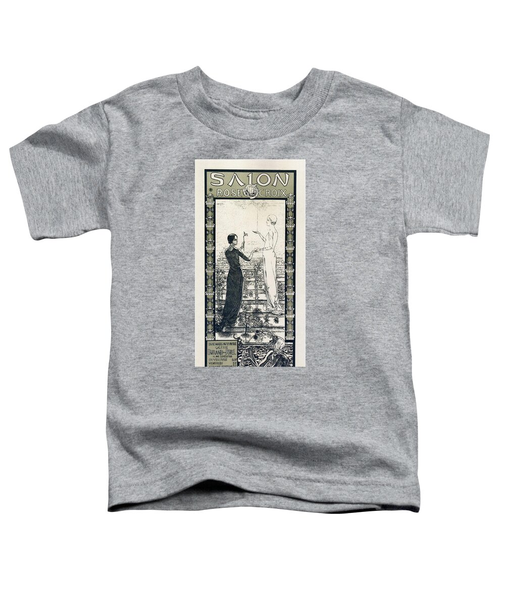 Salon Toddler T-Shirt featuring the mixed media Salon de la Rose Croix - Vintage French Exposition Poster by Carlos Schwabe by Studio Grafiikka