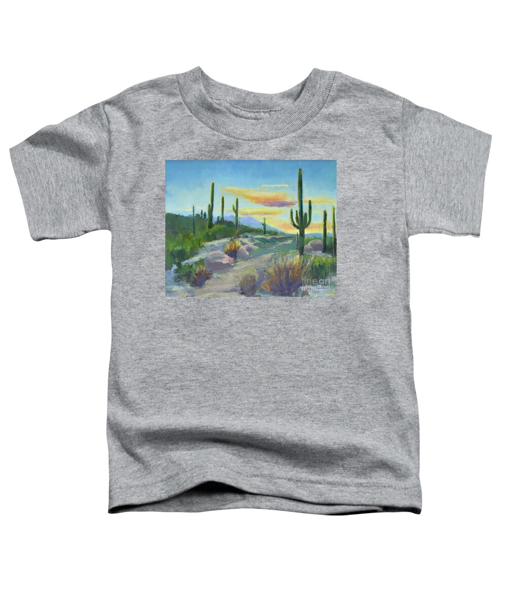 Sonoran Sun Toddler T-Shirt featuring the painting Salutation to the Tucson Sun by Maria Hunt