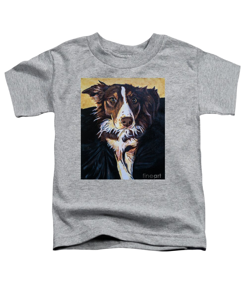 Border Collie Toddler T-Shirt featuring the painting Sansa by Jackie MacNair