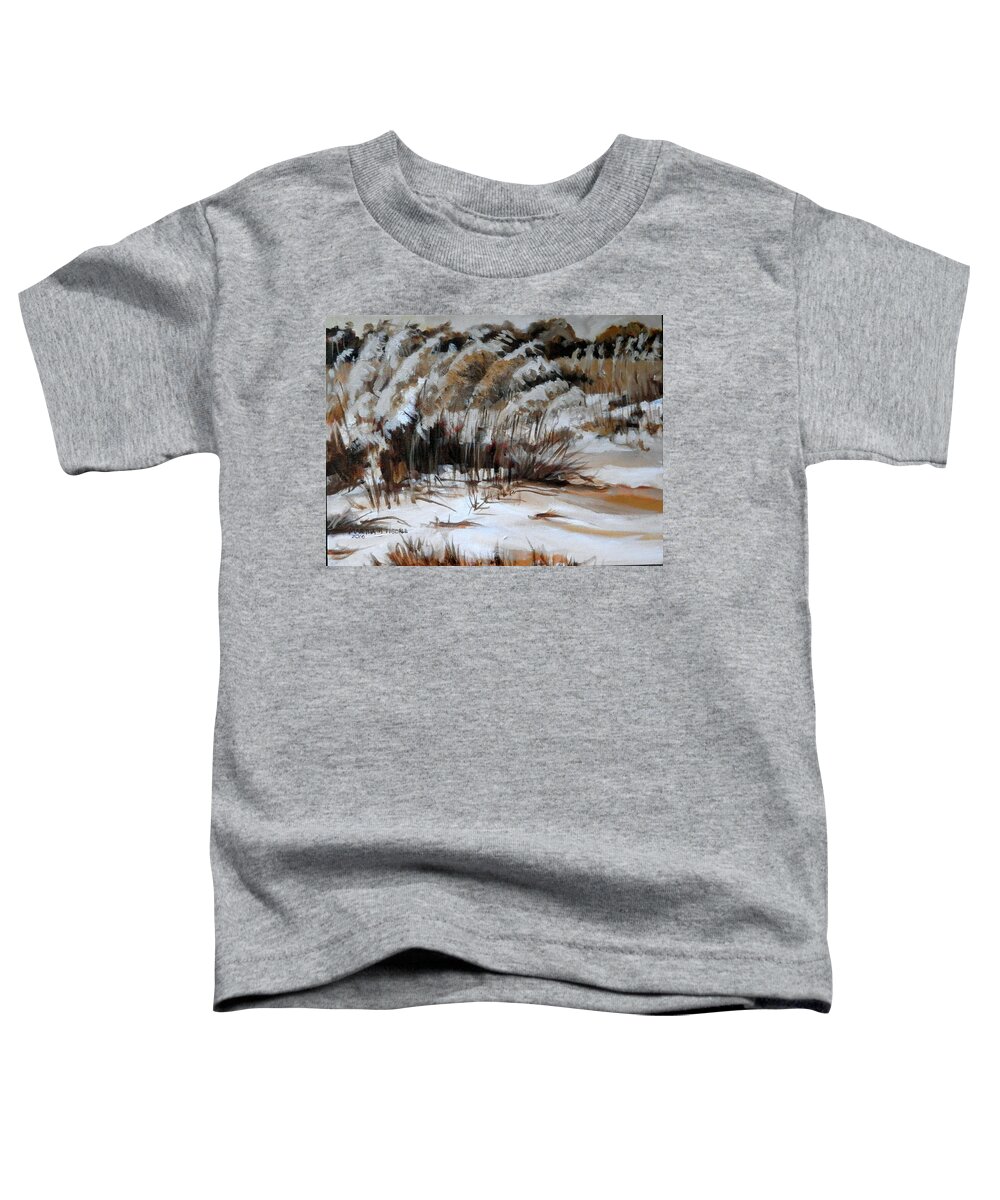 Landscape Toddler T-Shirt featuring the painting Sea Oats in Yellow Tones by Martha Tisdale