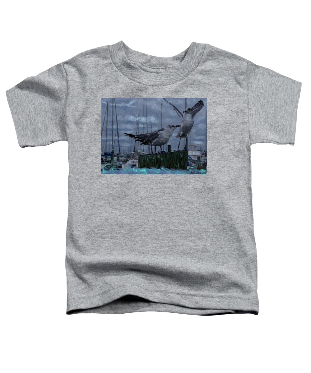 Seagulls Toddler T-Shirt featuring the painting Seagulls by Angela Weddle